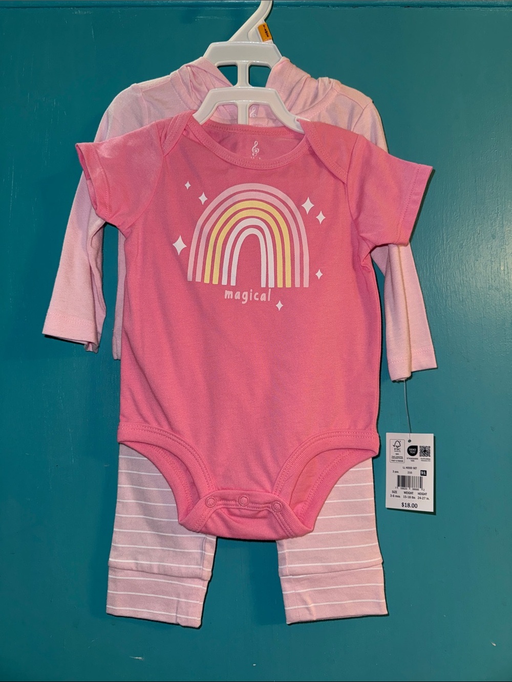 Pink 'Magical' Rainbow Baby Bodysuit & Striped Pants Set